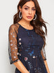 Floral Embroidery Mesh Overlay Dress