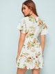 Surplice Neck Ruffle Trim Wrap Knot Floral Dress