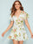 Surplice Neck Ruffle Trim Wrap Knot Floral Dress