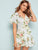 Surplice Neck Ruffle Trim Wrap Knot Floral Dress
