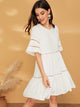 Solid Contrast Lace Swing Dress