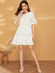 Solid Contrast Lace Swing Dress