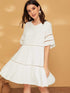 Solid Contrast Lace Swing Dress