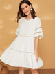 Solid Contrast Lace Swing Dress