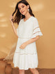 Solid Contrast Lace Swing Dress