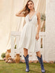 Lace Trim Backless Fit & Flare Dress
