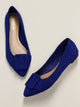 Buckle Accent Pointed Toe Slip On Ballet Flats