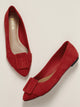 Buckle Accent Pointed Toe Slip On Ballet Flats