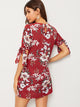 Keyhole Back Floral Print Knotted Cuff Dress