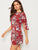 Keyhole Back Floral Print Knotted Cuff Dress