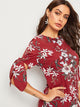 Keyhole Back Floral Print Knotted Cuff Dress