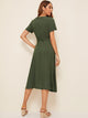 Button Front Belted Shirt Dress