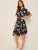 Floral Print Ruffle Hem Belted Dress