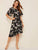 Floral Print Ruffle Hem Belted Dress