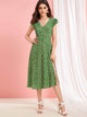 Ruffle Trim Button Front Split Dress