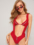 Zipper Triangle Halter Top With Suspender Two Piece Swim