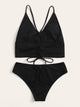 Rib-knit Criss Cross Bikini Set