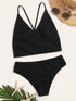 Rib-knit Criss Cross Bikini Set