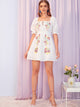 Tie Neck Embroidered Floral Lace Insert Dress