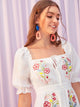 Tie Neck Embroidered Floral Lace Insert Dress