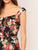 Floral Print Button Front Bustier Bra Flare Dress