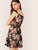 Floral Print Button Front Bustier Bra Flare Dress