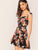 Floral Print Button Front Bustier Bra Flare Dress