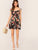 Floral Print Button Front Bustier Bra Flare Dress