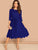 Scallop Trim Belted Flare Dress