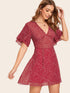 Allover Star Print Layered Sleeve Swing Dress