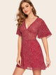 Allover Star Print Layered Sleeve Swing Dress