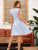 Stripe Print Surplice Ruffle Trim Swing Dress