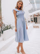 Striped Print Ruffle Armhole Shirred Dress