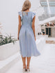 Striped Print Ruffle Armhole Shirred Dress