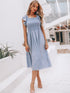 Striped Print Ruffle Armhole Shirred Dress