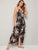 Floral Print Asymmetrical Hem Wrap Belted Slip Dress