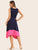  Two Tone Belted Asymmetrical Hem Dress
