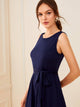  Two Tone Belted Asymmetrical Hem Dress