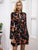 Simplee Flower Print Lace Insert Flounce Sleeve Dress