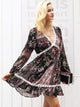 Simplee Floral Scarf Print Lace Insert Dress