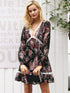 Simplee Floral Scarf Print Lace Insert Dress