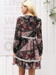 Simplee Floral Scarf Print Lace Insert Dress
