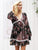 Simplee Floral Scarf Print Lace Insert Dress