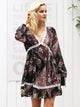 Simplee Floral Scarf Print Lace Insert Dress