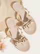 Studded Bow Decor Flat Sliders