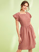Striped Square Neck Fit & Flare Dress