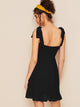 Solid Ruffle Hem Shirred Cami Dress