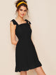 Solid Ruffle Hem Shirred Cami Dress
