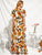 Floral Print Petal Sleeve Wrap Belted Dress