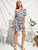 One Shoulder Layered Ruffle Hem Belted Floral Dress